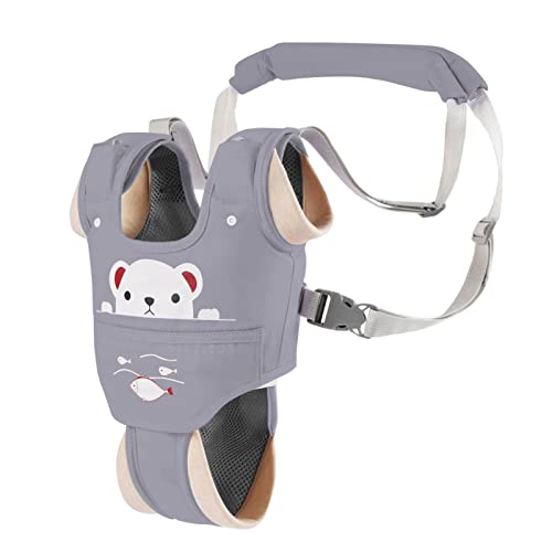 Ocanoiy Baby Walking Harness Handheld Baby Walker Assistant Belt Adjustable Toddler Infant Walker Safety Harnesses Standing Up and Walking Learning Helper with Detachable Crotch for 9-24 Month (Gray)