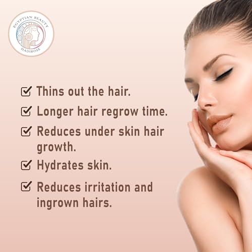 Silky Serum Unscented by Hadirose | Pure Red Saad Oil (Cyperus Rotundus) Concentrated | 100% Organic All Natural Permanent Hair Removal | Hair Growth Inhibitor | Natural Scent | Made in the USA.