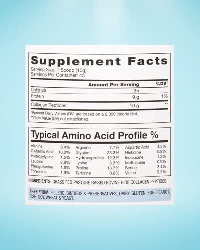 BioOptimal Collagen Peptides Powder - Grass-Fed, Pasture-Raised Hydrolyzed Protein Supplement for Skin, Hair, & Nails - Non-GMO, Zero Sugar Daily Supplement for Men & Women (45 Servings)