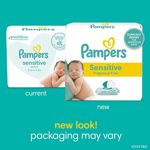 Pampers Baby Wipes Sensitive Perfume Free 1X Pop-Top Pack 56 Count