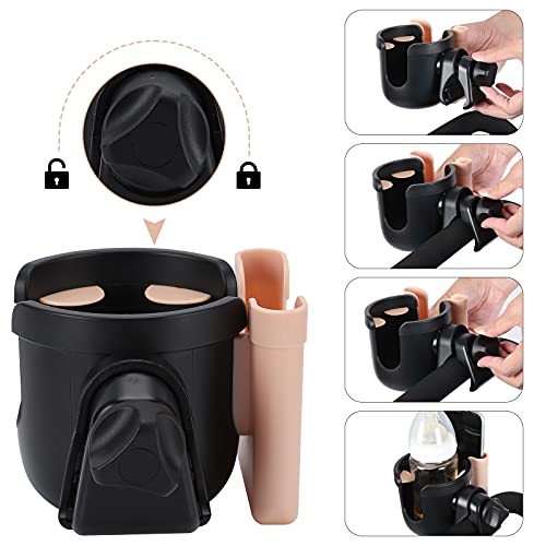 Accmor Stroller Cup Holder with Phone Holder, Bike Cup Holder, Universal Cup Holder for Uppababy Nuna Doona Strollers, 2-in-1 Cup Phone Holder for Stroller, Bike, Wheelchair, Walker, Scooter