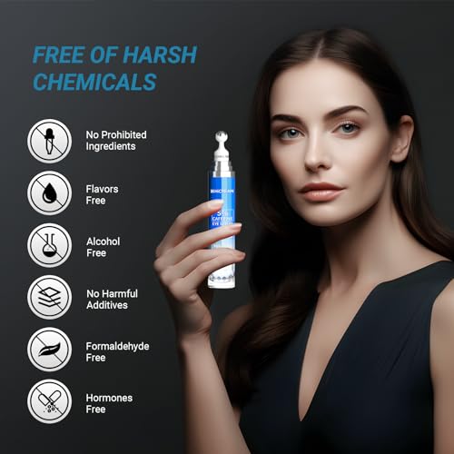 Hicream Eye Cream, Under Eye Serum with 5% Caffeine Hyaluronic Acid for Puffy, Fine Lines, Eye Bags, Dark Circles and Wrinkles, Eye Roller Serum with 360°Massage Balll, Eye Skin Care for Women & Men