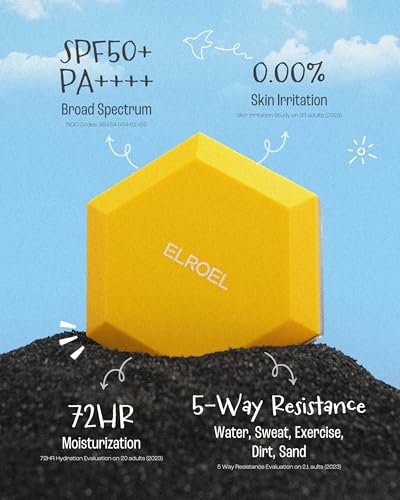 ELROEL Pang Pang Sun Cushion Plus - Korean Hypoallergenic & Lightweight Sunscreen with Puff Sponge - Broad Spectrum SPF50+ PA++++ (0.53 oz)