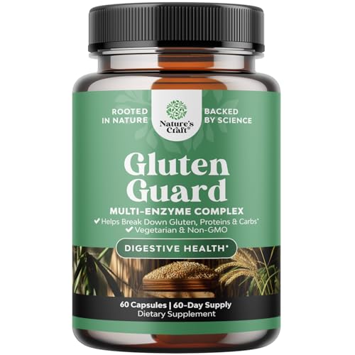 Fast Acting Gluten Pills for Intolerance - GlutenGuard Gluten Enzyme Complex with Powerful DPP IV Blend Plus Lipase Amylase Bromelain Digestive Enzymes for Complete Digestive Support - 60 Servings