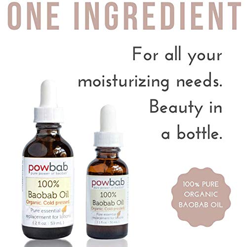 powbab 100% Baobab Oil Cold Pressed - 2 oz. bottle