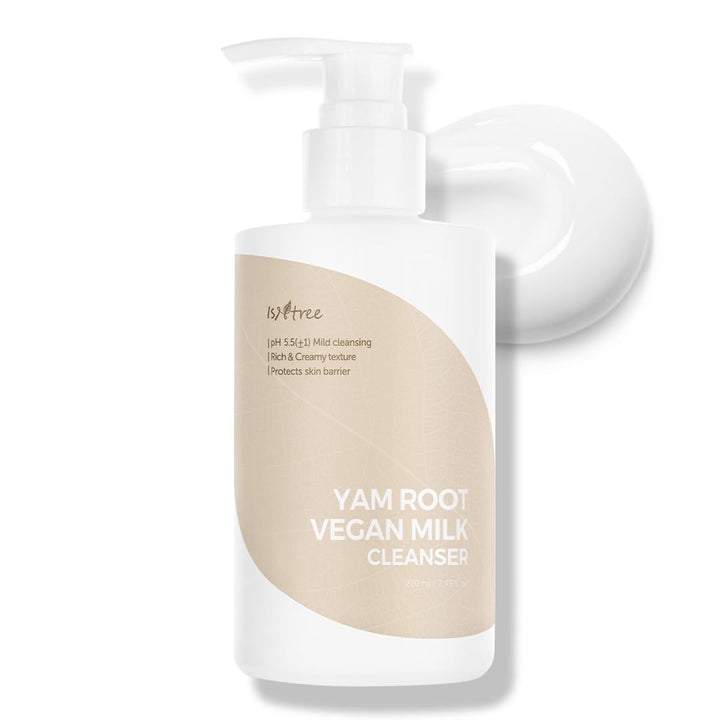 IsNtree Yam Root Vegan Milk Cleanser 220ml, 7.43 fl.oz | Korean Skincare | Rich & Creamy Texture | Hydrating & Mild | Vegan Skincare