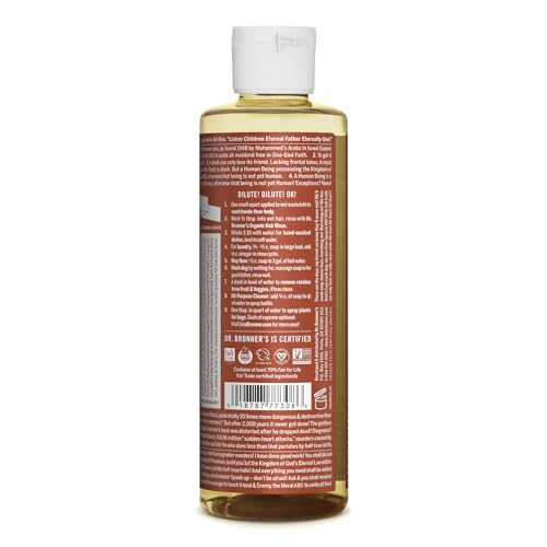 Dr. Bronner's - Pure-Castile Liquid Soap (Eucalyptus, 8 ounce) - Made with Organic Oils, 18-in-1 Uses: Face, Body, Hair, Laundry, Pets and Dishes, Concentrated, Vegan, Non-GMO