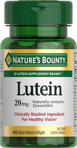 Nature's Bounty Lutein Pills, Eye Health Supplements and Vitamins, Support Vision Health, 20 mg, 40 Softgels
