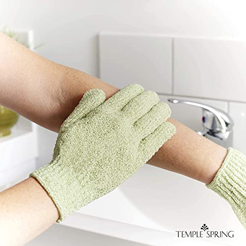 Temple Spring Exfoliating Glove, Rayon Bamboo Exfoliating Body Scrubber, Loofah Washcloth, Exfoliate Loofa Shower Scrubber, Body Exfoliator Scrub, Shower Loofah Bath Sponge - Sage Green