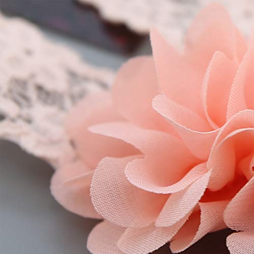Kercisbeauty Baby Girls Pink Bows Headband Lace Flower Headwear for Toddler Babies Elastic Adjustable Head piece Wreath Halloween Holiday Sunday Headband (Orange)
