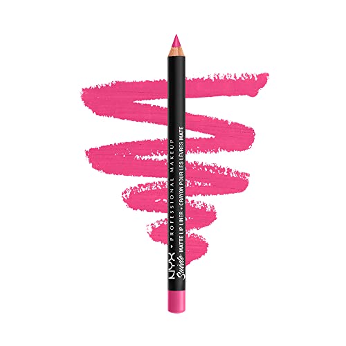 NYX PROFESSIONAL MAKEUP Suede Matte Lip Liner, Vegan Formula - Pink Lust (Hot Pink)