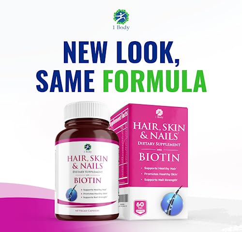 Hair, Skin and Nails Vitamin Supplement with Biotin, Each Bottle Contains 26 Essential Vitamins, 3 Bottle Pack, Growth Formula for Men and Women