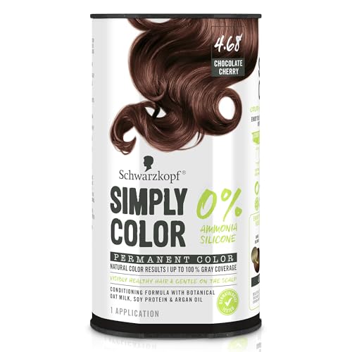 Schwarzkopf Simply Color Hair Color 4.68 Chocolate Cherry, 1 Application - Permanent Hair Dye for Healthy Looking Hair without Ammonia or Silicone, Dermatologist Tested, No PPD & PTD
