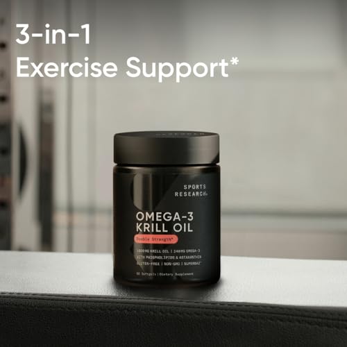 Sports Research Antarctic Krill Oil Omega 3 Mini-Softgels 500mg with Phospholipids, Choline & Astaxanthin - Sustainably Sourced, Non-GMO Verified & Gluten Free - 120 Softgel Capsules