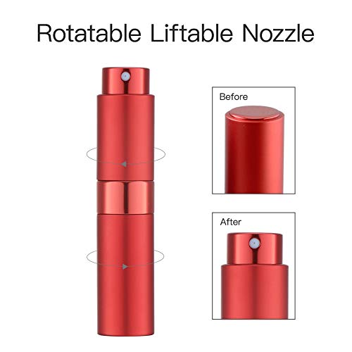 LISAPACK 8ML Atomizer Perfume Spray Bottle for Travel, Empty Refillable Cologne Dispenser, Portable Sprayer (Red)
