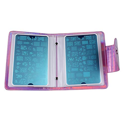 FingerAngel 20 Slots Image Stamper Plate Collection Nail Art Stamp Plate Stamping Plates Cases Stamp Nail Template Organzier For Large Size 9.5X14.5CM Nail Art Plates (Pink)