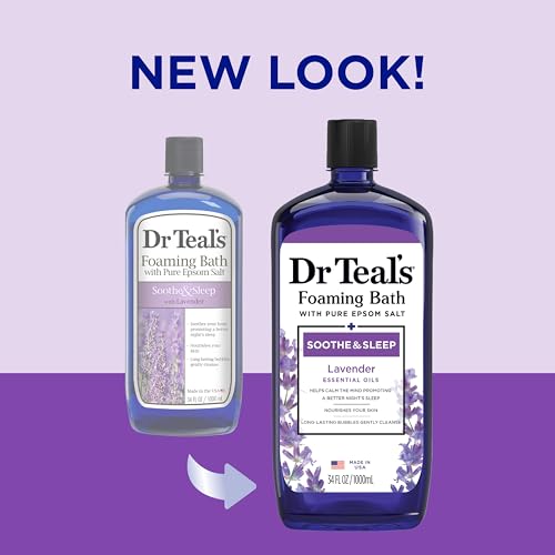 Dr Teal's Foaming Bath with Pure Epsom Salt, Soothe & Sleep with Lavender, 34 fl oz (Packaging May Vary)