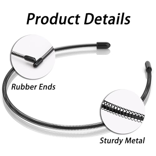 KELUBATU Mens Metal Headband, Unisex Black Headbands for Women, Hair Bands for Women's Hair, Adjustable Metal Headband For Outdoor Sports And Daily Wear. (3 Pcs)
