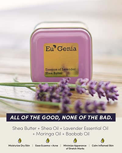 Eu'Genia Everyday Shea Butter (Lavender, 2oz), 100% Pure Unrefined Ghanaian Shea, Premium Face & Body Moisturizer for All Skin and Hair Types