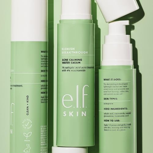 e.l.f. SKIN Blemish Breakthrough Calming Water Cream, Lightweight Blemish-Fighting Face Moisturiser, Prevents New Blemishes & Calms Skin