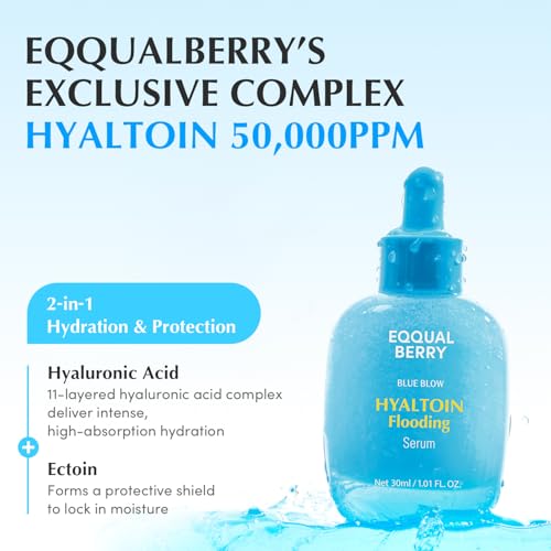 EQQUALBERRY Hyaltoin Flooding Smoothie Serum – Deep Hydrating Korean Skin Care with 11 Hyaluronic Acids, Ectoine & Glacier Water, Barrier-Strengthening with 5 Ceramides, Fresh Glow (1.01oz / 30ml)