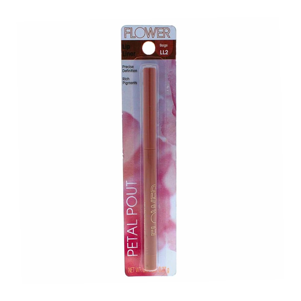Flower Beauty Petal Pout Lip Liner - Smooth & Creamy Lip Liner with Pigment Rich Color, Prevents Feathering of Lip Color, Comes with Built-in Sharpener (Beige)
