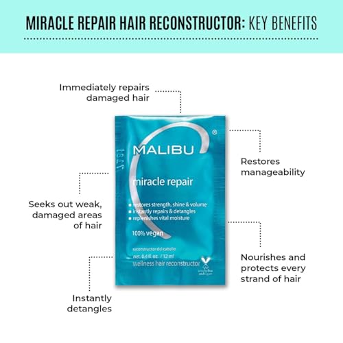 Malibu C Mini Malibu Rehab Hard Water Wellness - Contains 2 Remedy Packets - At-Home Hair Reconstructor and Mineral Removal Remedy - Sulfate Free Hair Care
