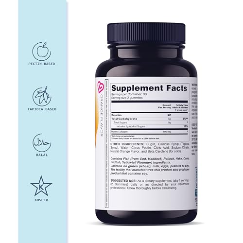 LIVS Collagen Gummies - 100 mg, Collagen Supplements for Women & Men, Gummy Vitamins, All-Natural, Gluten-Free, Non-GMO, Womens Vitamins Gummies - Orange Flavored, 60 Count