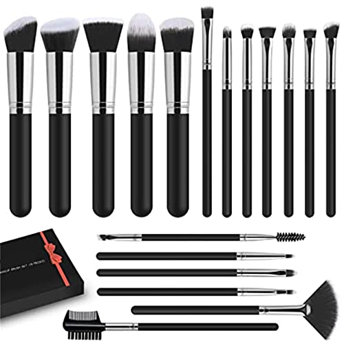 JAYWAYNE Makeup Brushes Set 18Pcs Premium Synthetic Foundation Brush for Liquid Makeup Brush Professional Make Up Brush Set Black