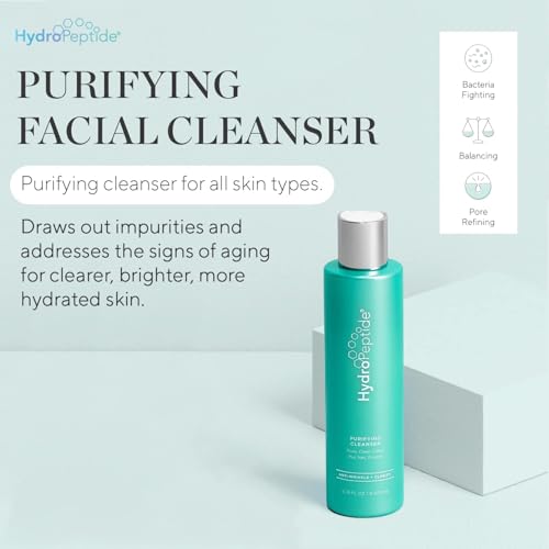 HydroPeptide Purifying Facial Cleanser, Pore-Perfecting Face Wash Absorbs & Balances Natural Oils, 6.76 Ounce