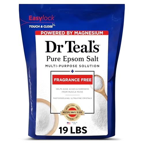 Dr Teal's Epsom Magnesium Salt Soak Bulk, Fragrance Free, 19 lbs