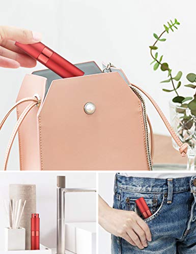 LISAPACK 8ML Atomizer Perfume Spray Bottle for Travel, Empty Refillable Cologne Dispenser, Portable Sprayer (Red)