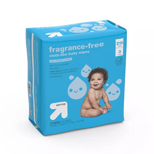 up & up Unscented Baby Wipes with Vitamin E & Aloe - 3 Packs of 72 Wipes with Flip-Top Lid (216 Total Count) Large, Durable and Ultra Soft Baby Wipes Made with Purified Water and No Harsh Irritants
