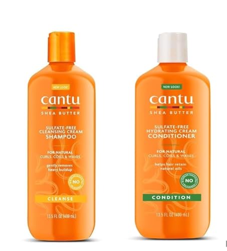 Cantu Shea Butter Cleansing Shampoo + Hydrating Conditioner 13.5 Fl Oz (Pack of 2)