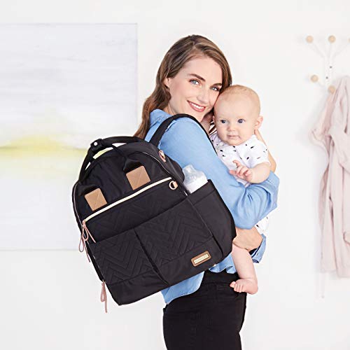 Skip Hop Diaper Bag Backpack: Suite 6-in-1 Diaper Backpack Set, Multi-Function Baby Travel Bag with Changing Pad, Stroller Straps, Bottle Bag and Pacifier Pocket, Black