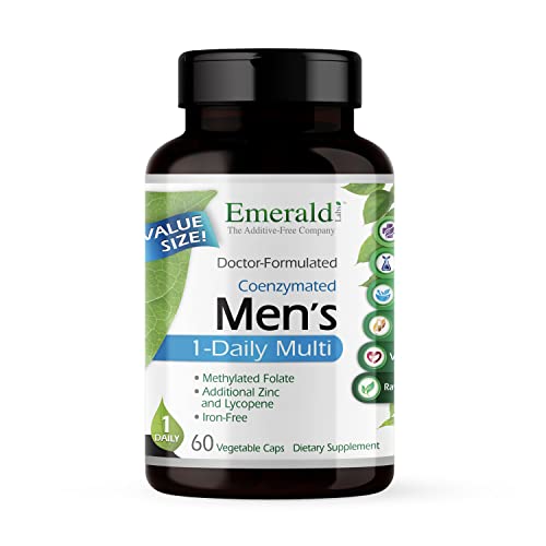 EMERALD LABS Men's 1 Daily Multi - Additive-Free Men's Multivitamin - Includes Lycopene, Zinc, Vitamin D3, & More - Supports Bones, Prostate & Vision* - 60 Vegetable Capsules