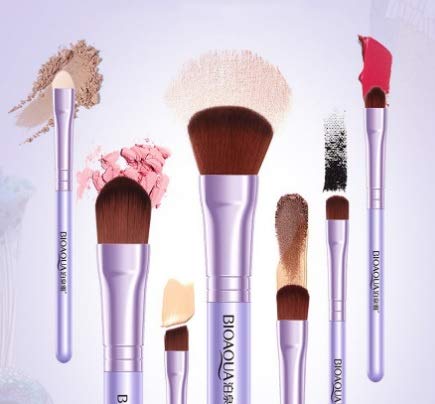 BIOAQUA Makeup Brush Foundation Lipstick Eyebrow Perfum Face Powder Eye Shadows Flawless Blend Fiber Multifunctional Professional 1 SET - 7 PCS (PURPLE)