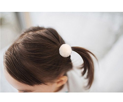 esowemsn 12pcs Assorted Color Fluffy Ball Pom Pom Hair Ties Handmade Hair Accessories Best for Baby Girls (Random Color)