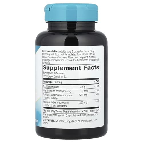 Nature's Way Calcium Magnesium & Vitamin D Complex, Healthy Bones & Teeth, Muscle Function*, Muscle Relaxation,* with Vitamin D3, Gluten free, 100 Capsules (Packaging May Vary)