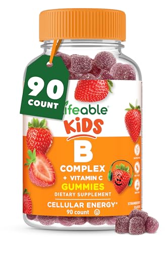 Lifeable Vitamin B Complex for Kids | with VIT C | Great Tasting B Complex Gummies | Vegan Kids B Complex | Energy and Nerve Support | 90 Gummies