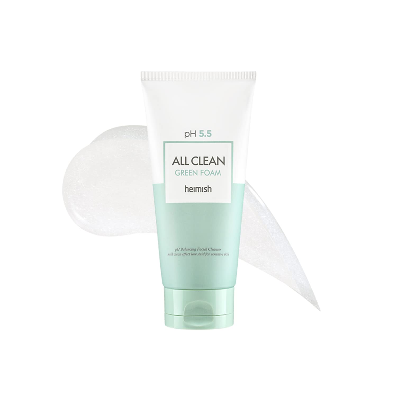 heimish All Clean Green Foam 5.3oz /150g | PH 5.5 balancing Wash & Exfoliating Facial gel Cleanser | Daily Care Cleansings, Sebum control, Acne treatment, Wash for Deep pore cleansing