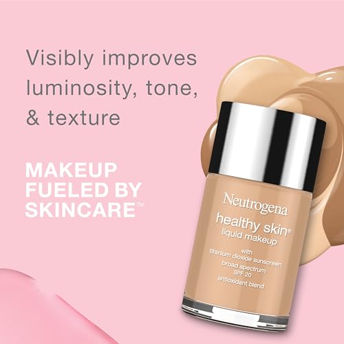 Neutrogena Healthy Skin Liquid Makeup Foundation,Broad Spectrum SPF 20 Sunscreen,Lightweight & Flawless Coverage Foundation with Antioxidant Vitamin E & Feverfew,Natural Beige,1 fl. oz (Pack of 1)