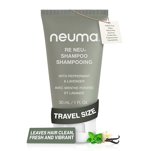 NEUMA Re Neu Shampoo 1 Fl. Oz. Revitalizing, Soothing & Gentle Cleansing Sulfate Free Shampoo, Peppermint & Vanilla Scent, Travel Size Shampoo