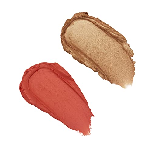 Makeup Revolution- Blush & Highlight Stick- Coral Dew | Creamy, blendable matte blush | Highlighter to lift the cheeks | Add dimension & create shadows - 4.3 g