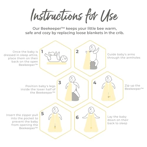 Burt's Bees Baby Baby Beekeeper Wearable Blanket, 100% Organic Cotton, Swaddle Transition Sleeping Bag, Blue, Small