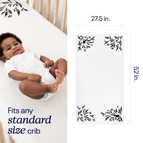 Nanit Smart Sheets, works with All Nanit Cameras to Measure Your Baby's Growth, 100% Cotton Fitted Sheets, Crib, White, One Size