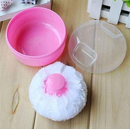ericotry 2 Pcs Baby After-Bath Powder Puff Sponge Box Kit Dispensor DIY Make up Cosmetic Loose Powder Jar Container Case (Pink)