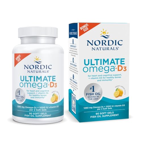 Nordic Naturals Ultimate Omega-D3, Lemon Flavor - 90 Soft Gels - 1280 mg Omega-3 + 1000 IU Vitamin D3 - Omega-3 Fish Oil - EPA & DHA - Promotes Brain, Heart, & Immune Health - 45 Servings