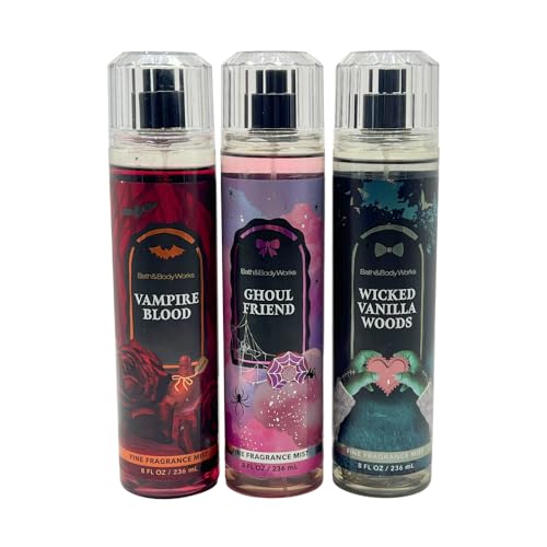 Bath & Body Works VAMPIRE BLOOD, GHOUL FRIEND, WICKED VANILLA WOODS Fine Fragrance Mist 3-piece Halloween Collections with a Red Bow - 2025 Edition Scents