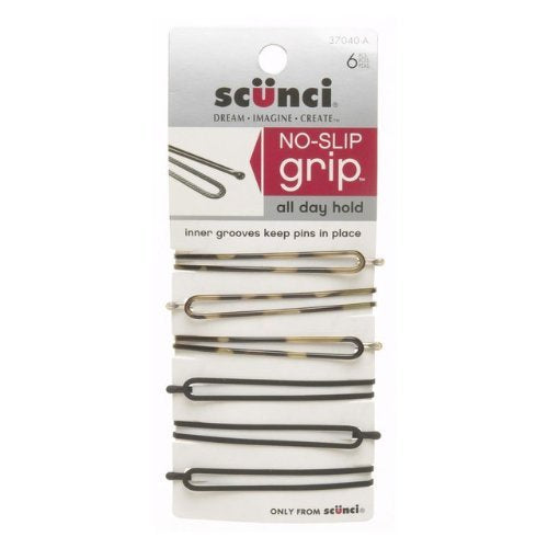 Scunci 3704003a048 No-Slip GripTM Oval Bobby Pins Assorted Colors 6 Count by Scunci